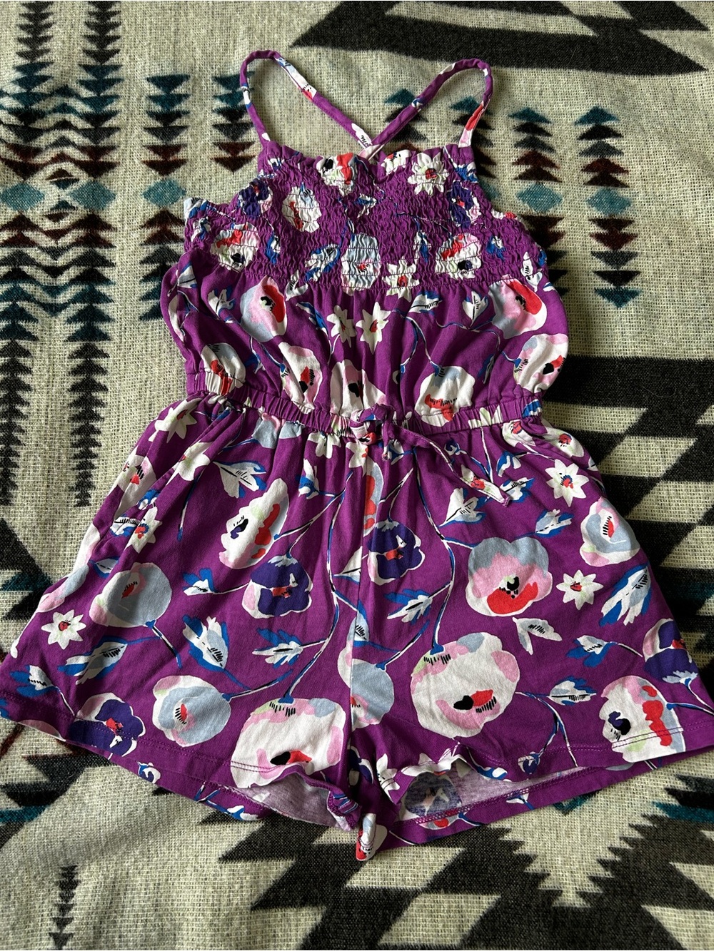 Girls' Purple Floral Romper